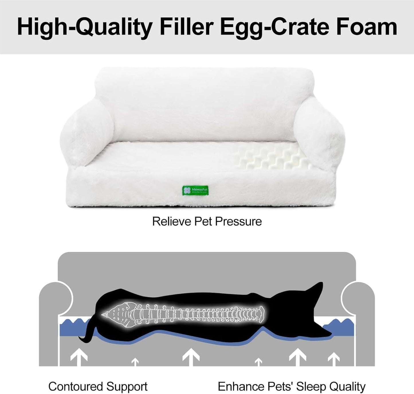 Orthopedic Dog Bed For Small Or Medium Dogs - 34.6 Inches Egg Foam Sofa With Removable Washable Cover & Non-Slip Bottom, Large, Beige