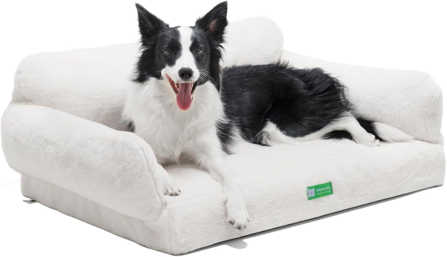 Orthopedic Dog Bed For Small Or Medium Dogs - 34.6 Inches Egg Foam Sofa With Removable Washable Cover & Non-Slip Bottom, Large, Beige